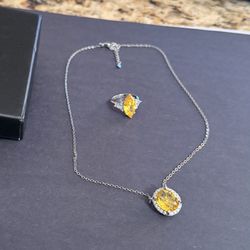 Citrine Necklace Ring Set