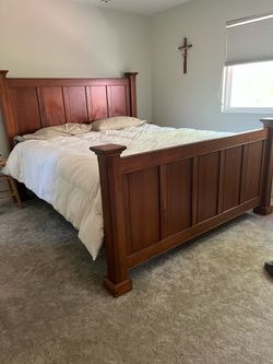 Solid Wood King Mission Bed Frame – Cherry Finish