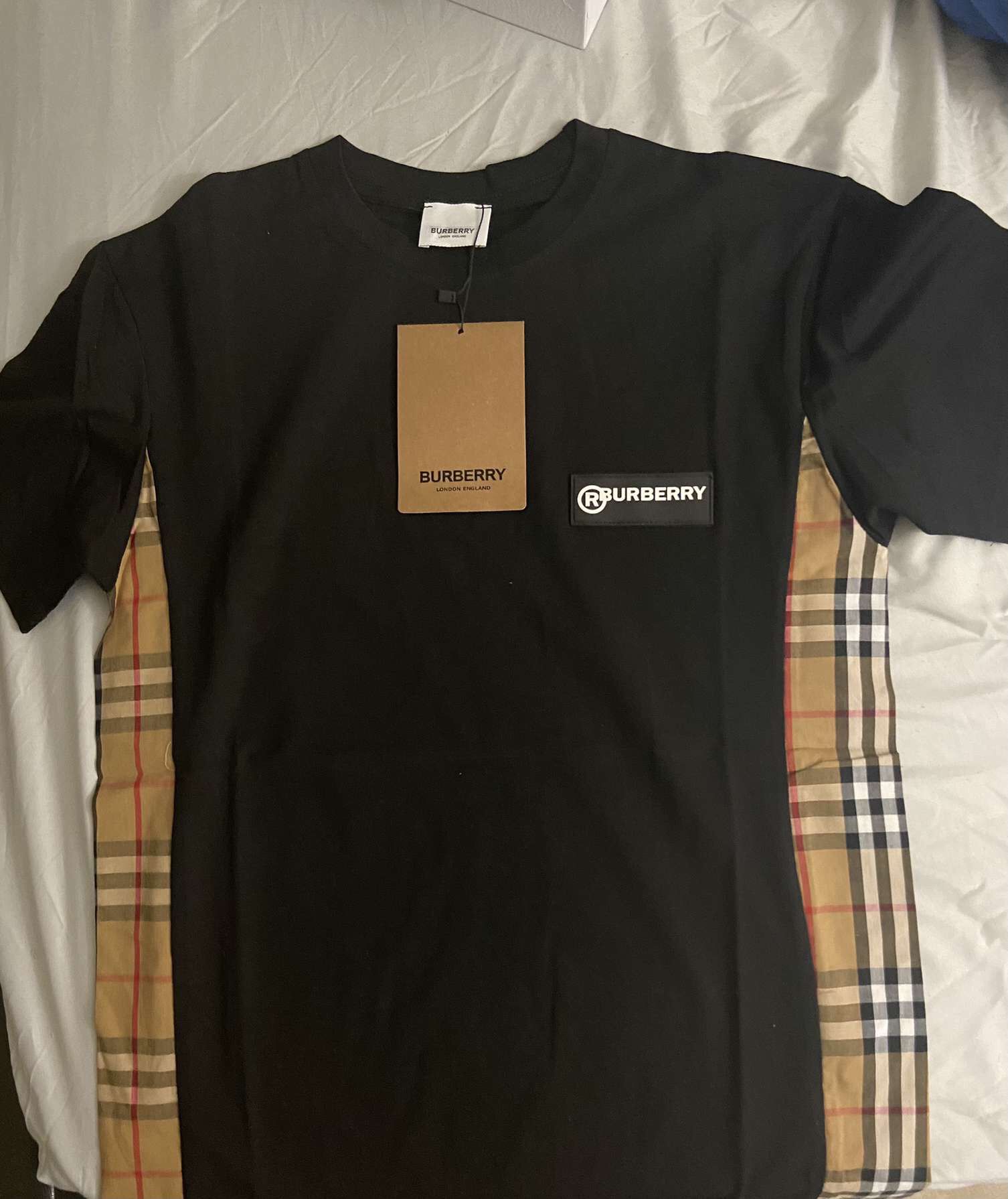 Burberry Vintage Check Panel Cotton Oversized T-shirt Size Small And Medium