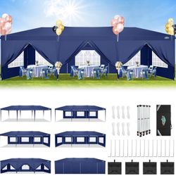 10 x 30 ft Party Tent with 8 x 10 x 30 Inch Walls, Pop-Up Party Tent, Waterproof, UPF 50+, Commercial Event Tent