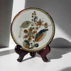  Rare Vintage  Ken Edward Mexico Pottery Bird Trivet/ Pottery/ Home Decor Coaster Plate  Ceramic 
