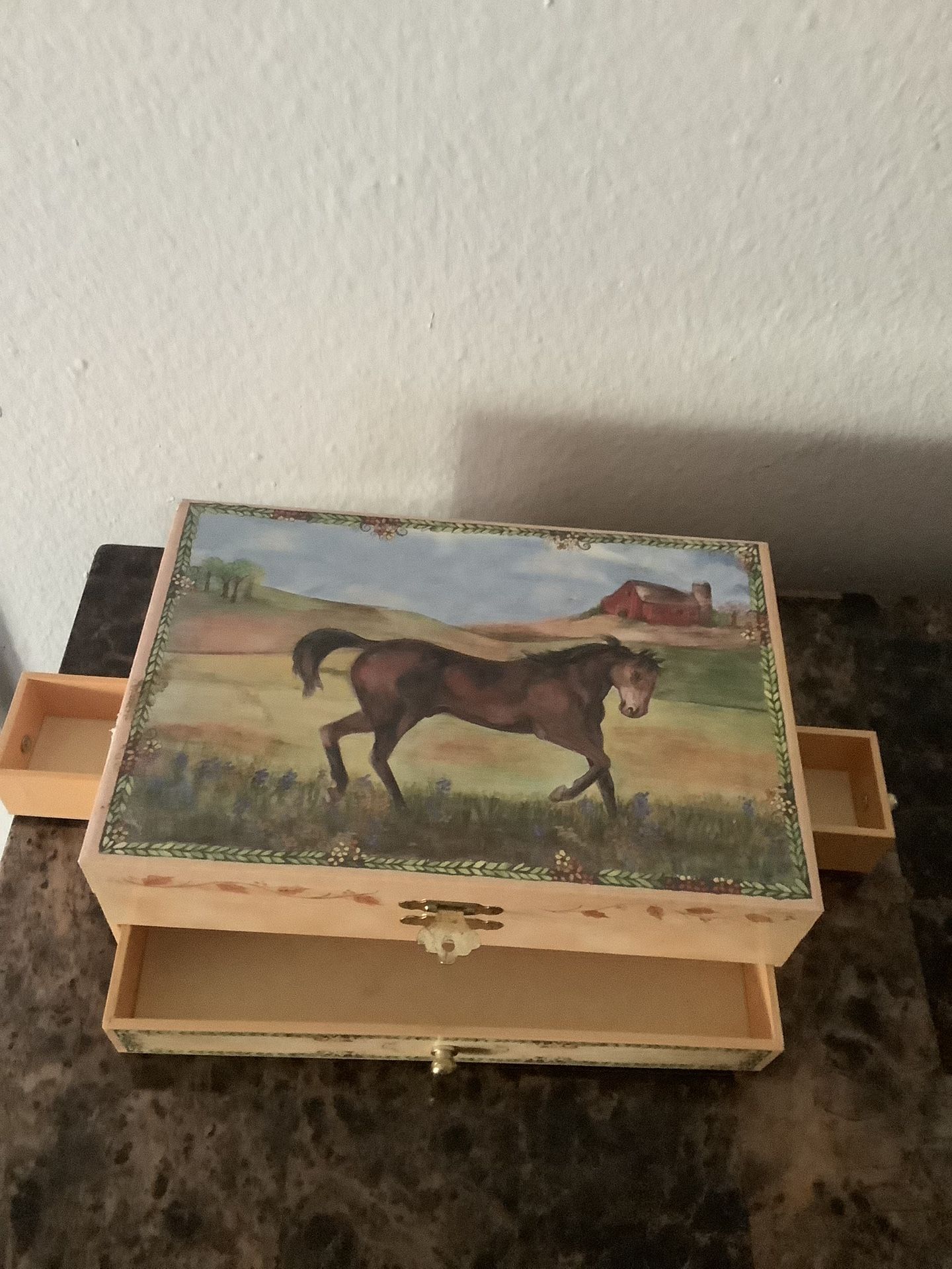 Painted Jewelry Box With a Horse Design