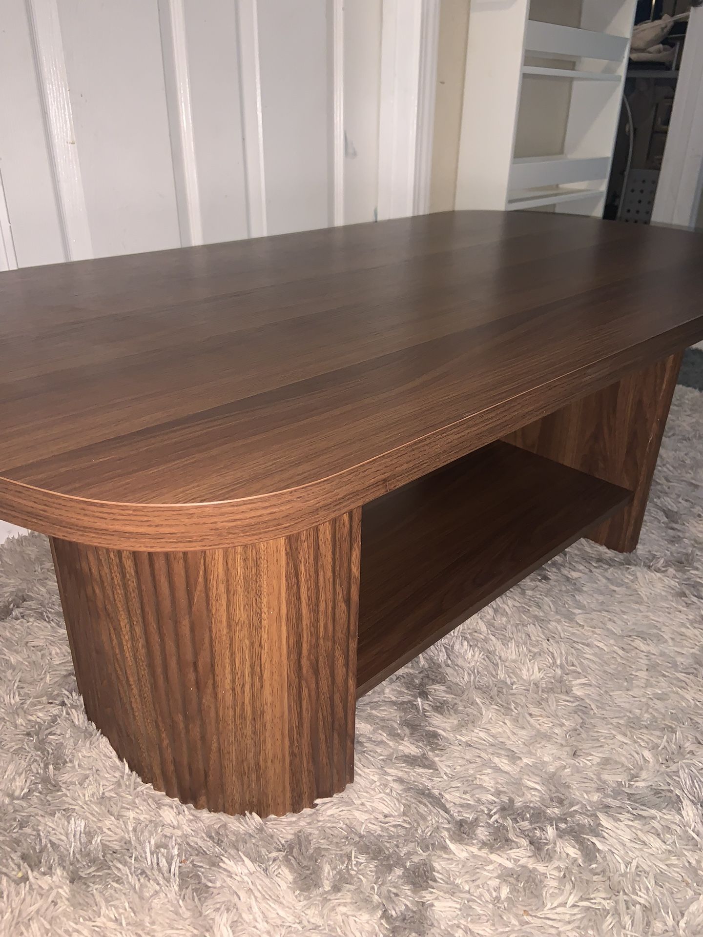 Coffee Table Modern Oval 2-tier Center Table w Storage, Farmhouse Style, Loving Room, Home