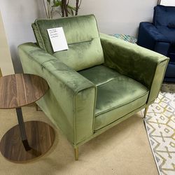 Macleary Moss Green Velvet Stationary Accent Chair