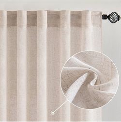 Linen Curtains, 52"x 98", Natural
