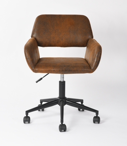 Homy Casa ROSS KD Suede Brown Black Office Chair, Adjustable Faux Suede Ergonomic Desk Chair Open Box