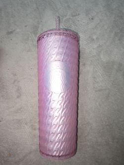 Starbucks Pink Embossed Tumbler with Straw