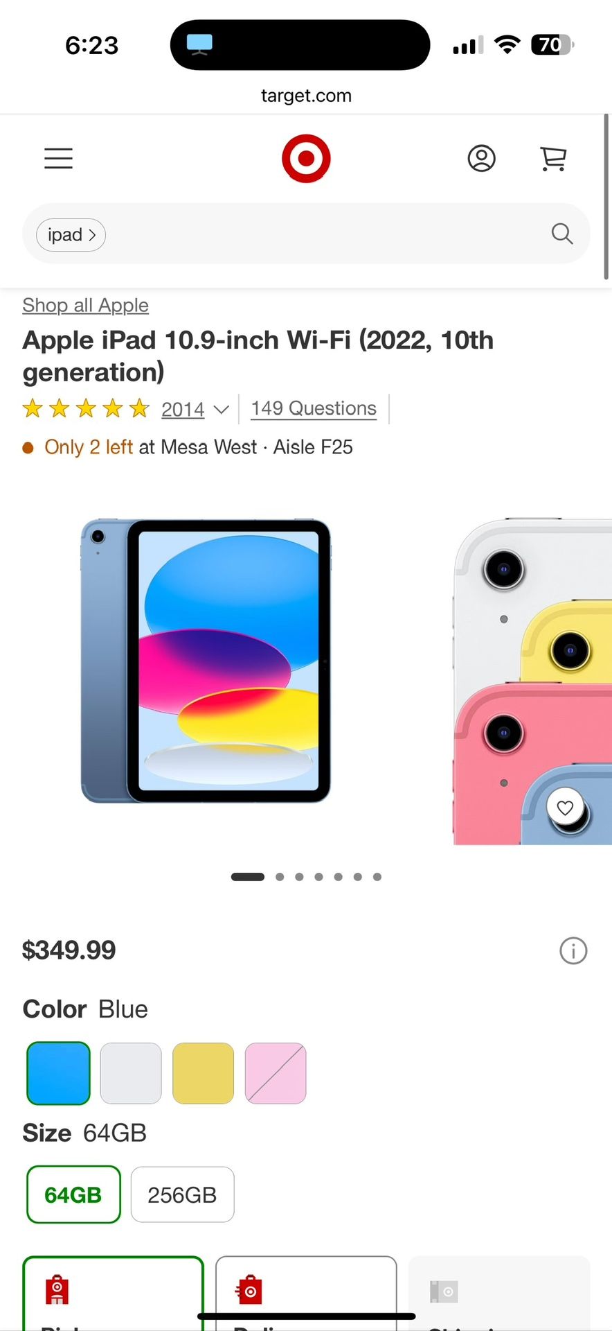 iPad 10th Generation Open Box 64Gb Unlocked With Charger $250