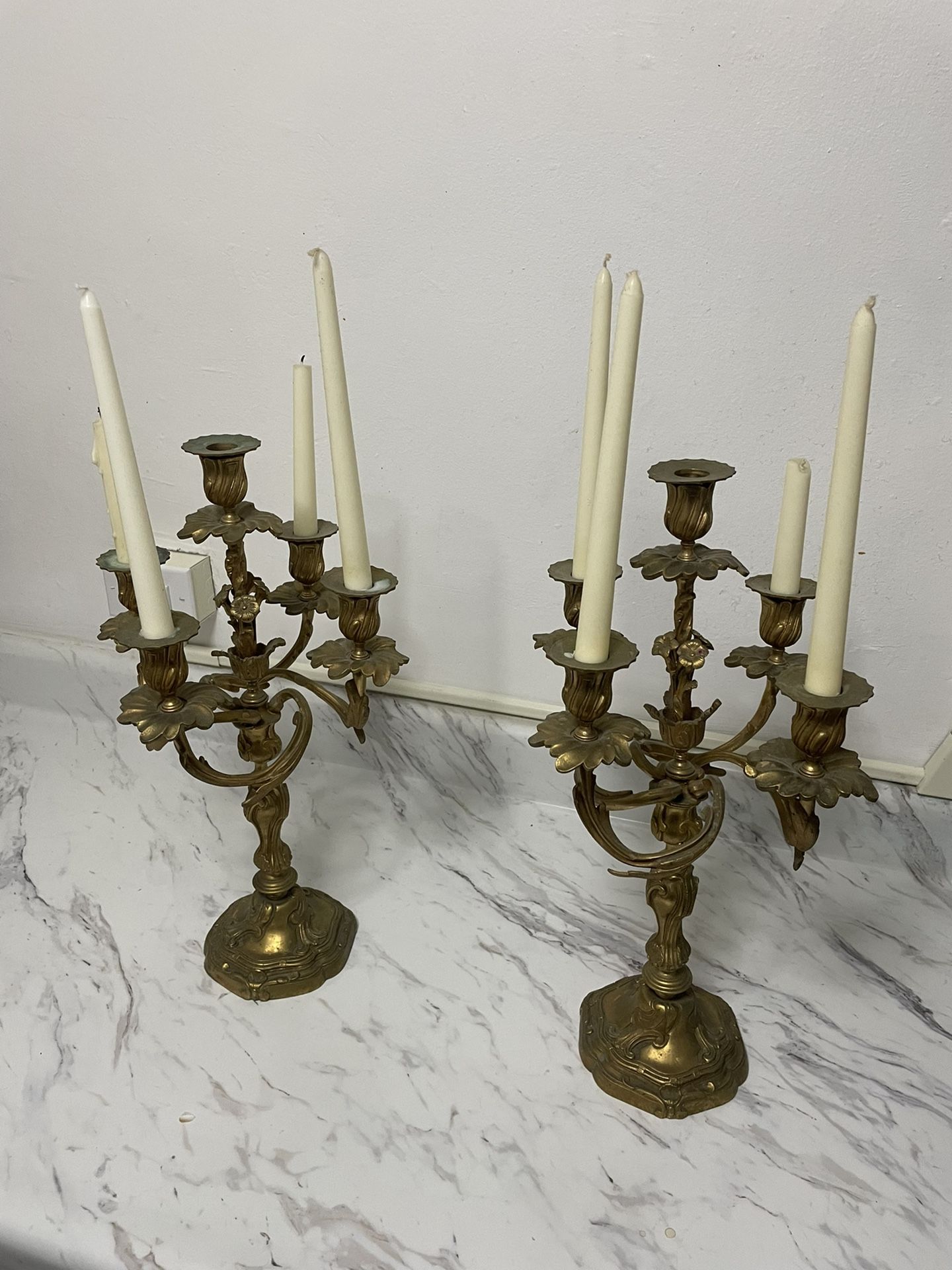 Five Candle Holder Solid Brass Very Heavy