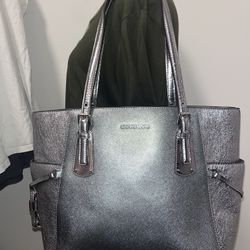 Michael Kors Silver Metallic Voyager Tote