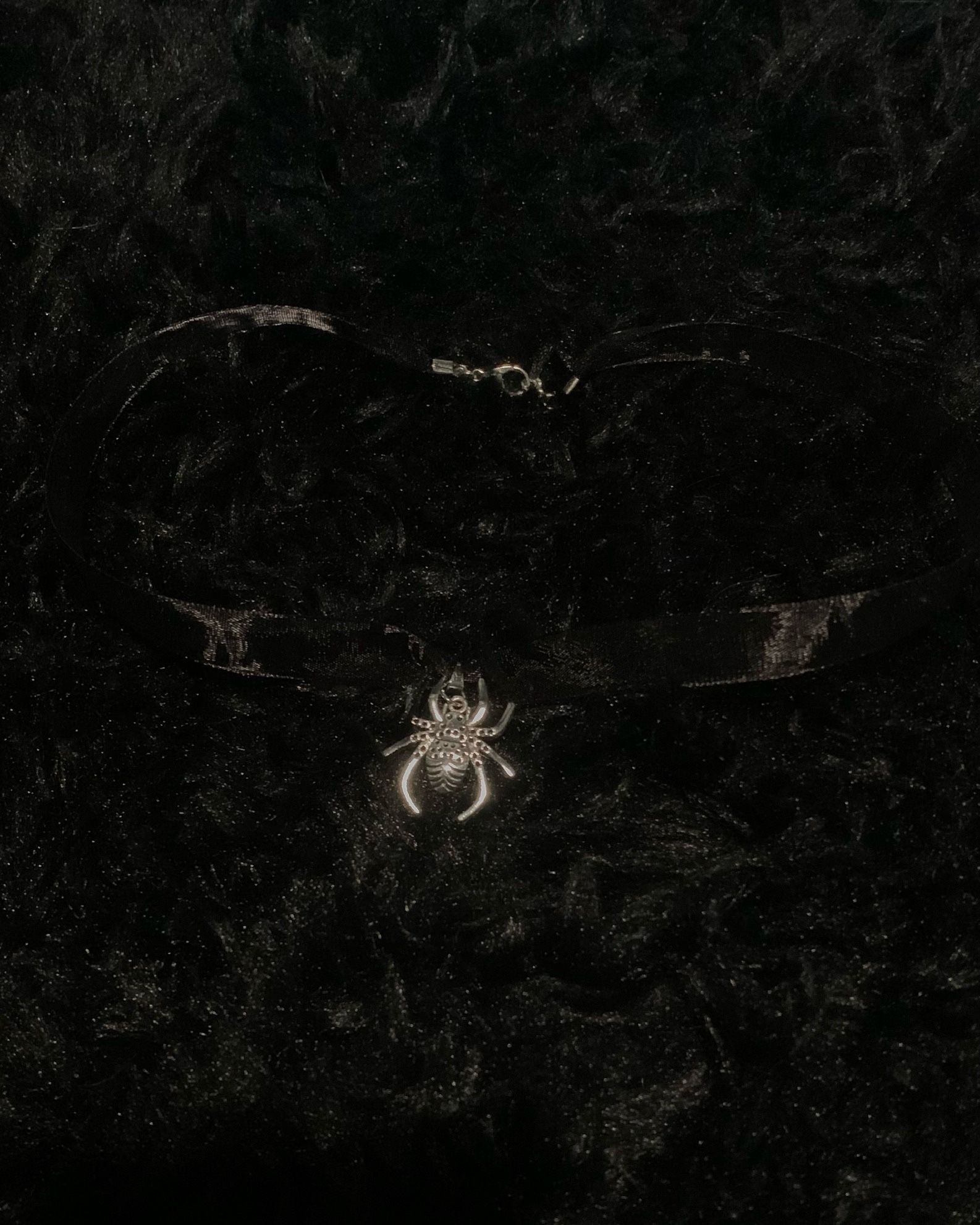 gothic spider ribbon lace choker 🕷️