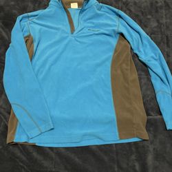 Columbia Fleece Pullover Quarter Zip Blue & Grey Size L