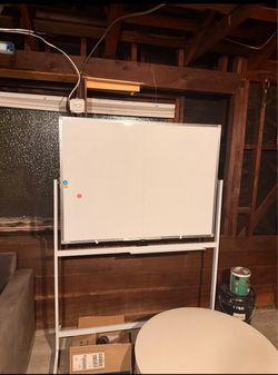 Double-sided whiteboard with stand