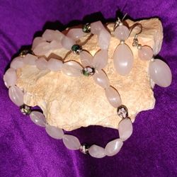 Rose Quartz necklace/earrings set