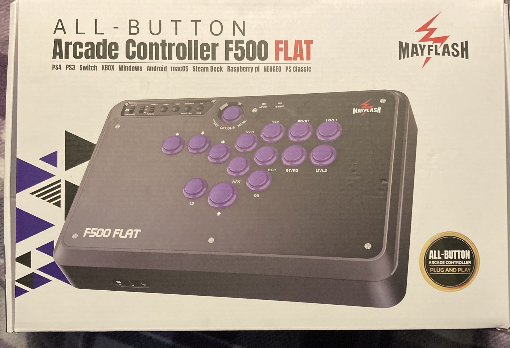 MAYFLASH F500 FLAT Fight Stick All Button Arcade Controller for PS4, PC, Xbox Series S/X, Xbox One, Switch, Steam Deck, macOS, Android, Raspberry Pi,