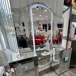 Vanity console makeup table LED lights mirror vanity table NEW 60"