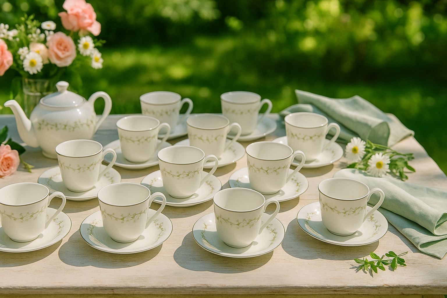 Sheffield Japan 1980s Elegance Fine China 12 Sets Of Cups & Saucers