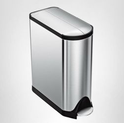 Simplehuman 45 Liter / 11.9 Gallon Butterfly Lid Kitchen Step Trash Can, Brushed Stainless Steel