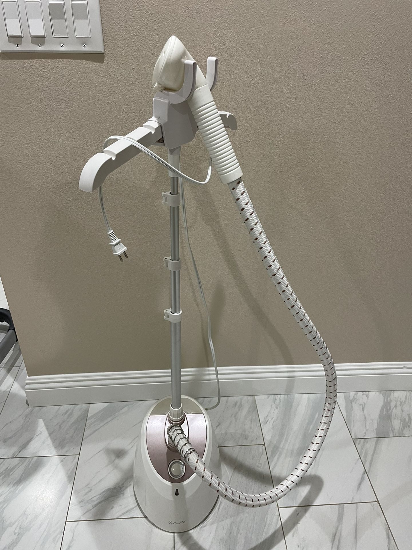 SALAV® Professional Standing Garment Steamer with Retractable Power Cord, Foot Pedal Control, Wheels for Easier Movement (