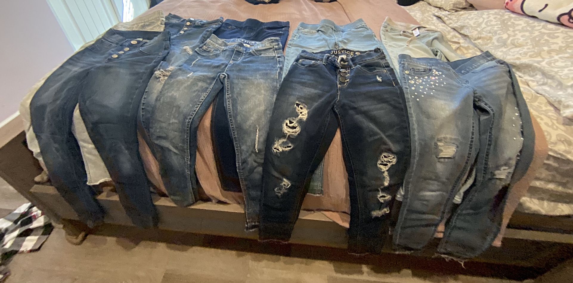 9 Pairs Of Justice Girl Pants Size 10