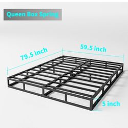Queen Box Spring 5 Inch High Profile Strong Metal Frame