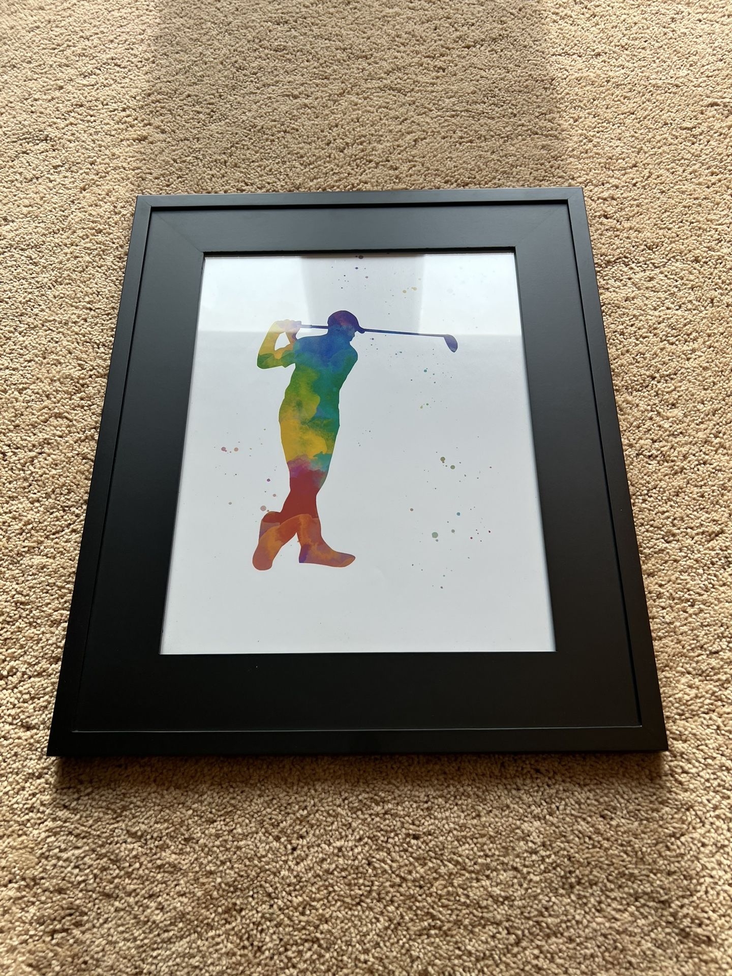 11" x 14" Picture Frame Black (Includes golfer print)