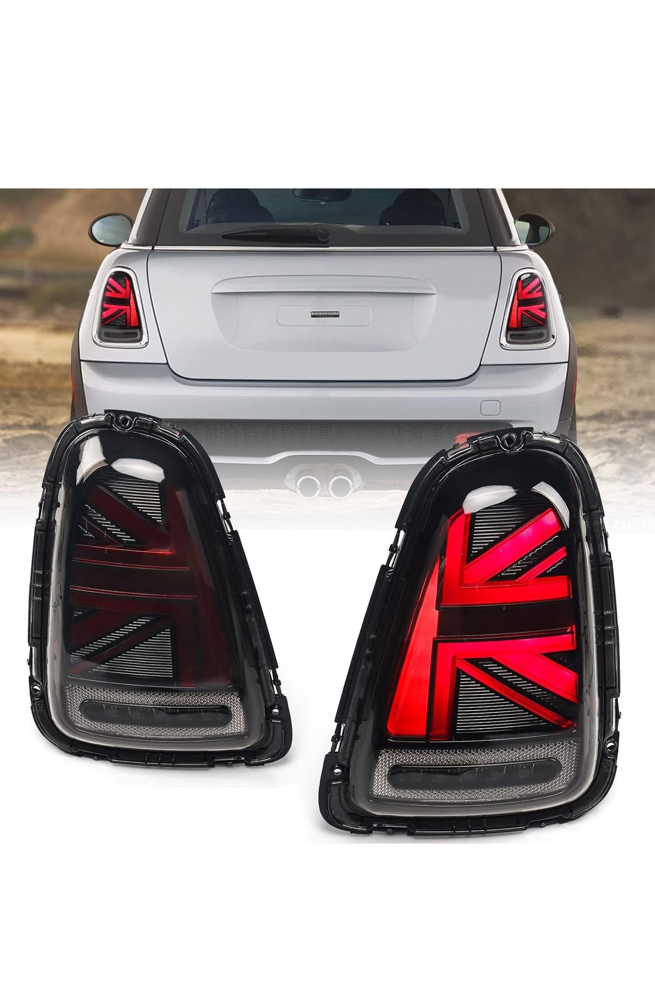 Huray Full LED Tail Lights Fit for BMW Mini Cooper 2011-2013 R55 R56 R57 R58 R59, Taillight Assembly, Union Jack Rear Brake Light with Sequential Turn