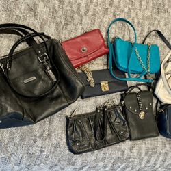 Seven purses/clutches (one Coach/two Michael Kors) and a Coach wallet