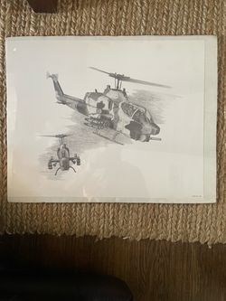 1990 Barry Commins USMC AH-1 Cobra Aviation Print 16x20