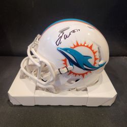 Jaylen Waddle signed mini helmet 