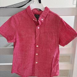 Full cotton short sleeve boy’s shirt toddler boy top t shirt red solid top Size 4-5 Comes from pet free smoke free home  Wash w detergent & sanitizer 