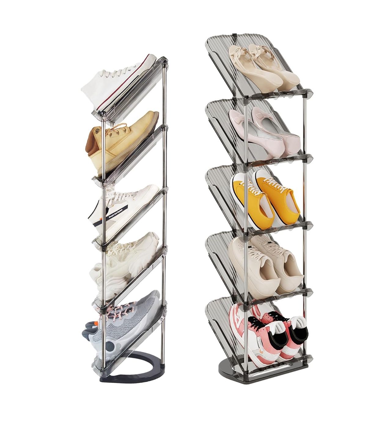 2 Pack Sloping Narrow Shoe Rack 5 Tiers K(101)