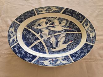 Japanese blue and white porcelain platter