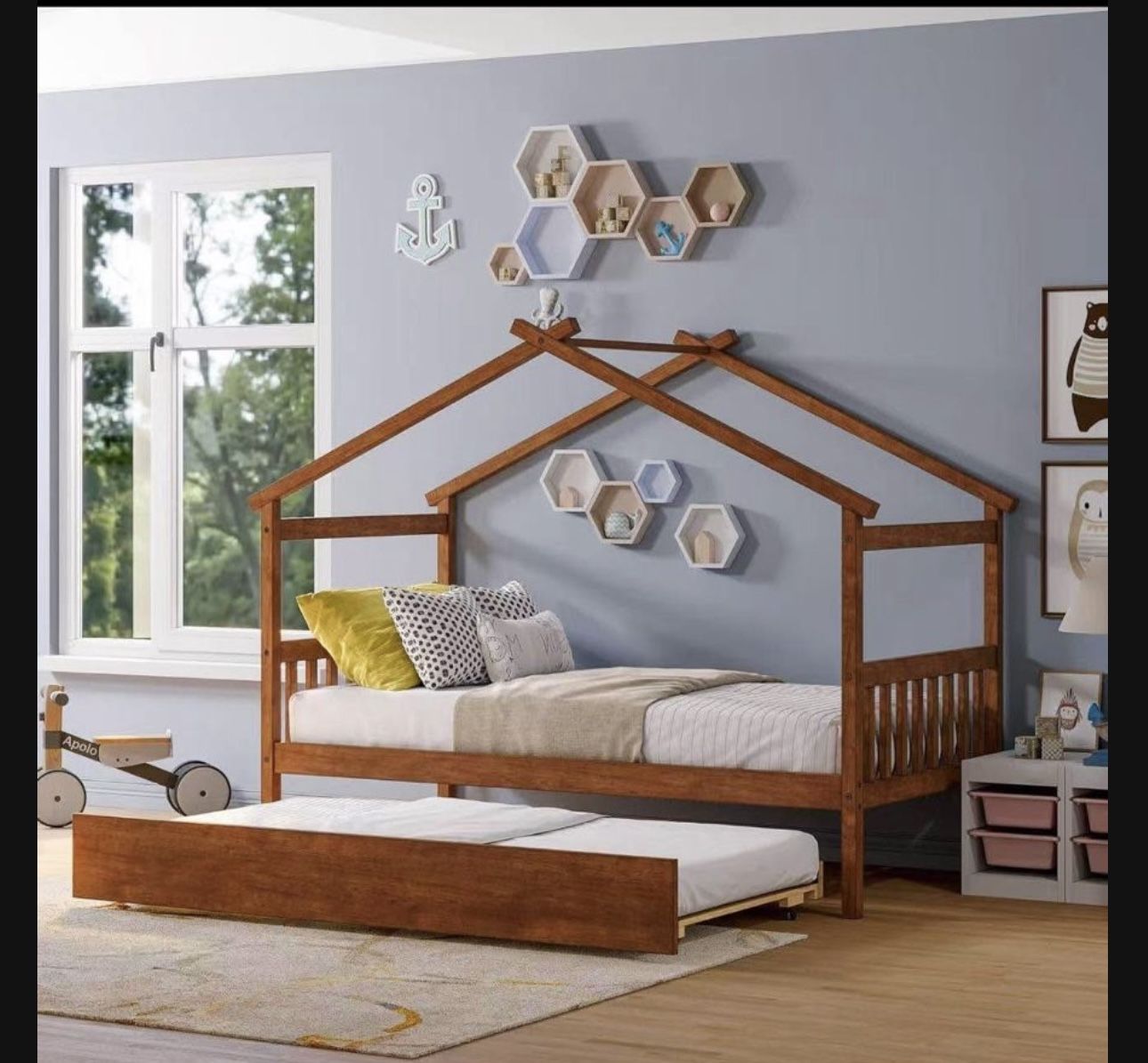 ❤️Twin house Bed with Trundle