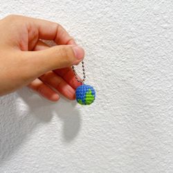 Crochet Mini Earth Keychain/Handmade Globe Keychain