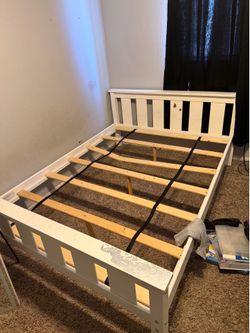 White Full size bed frame