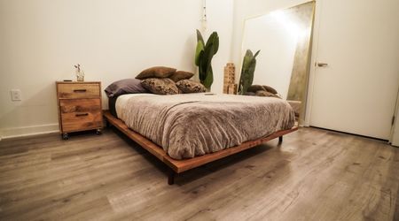 Queen size mid century modern platform bed frame