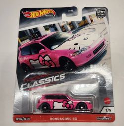 Hot Wheels Premium Car Culture Modern Classics Honda Civic EG Hello Kitty Diecast Toy