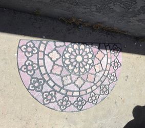 Pink Decorative Half-Moon Outdoor Welcome Mat
