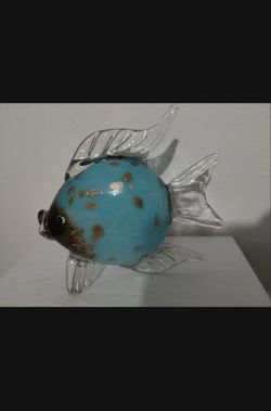 BLOWN ART GLASS FISH FIGURINE 8"×7" - M40