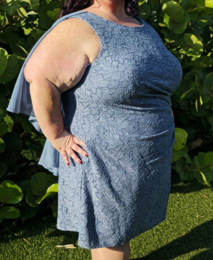 Glitter Lace Sheath Tank Dress with Capelet size 24