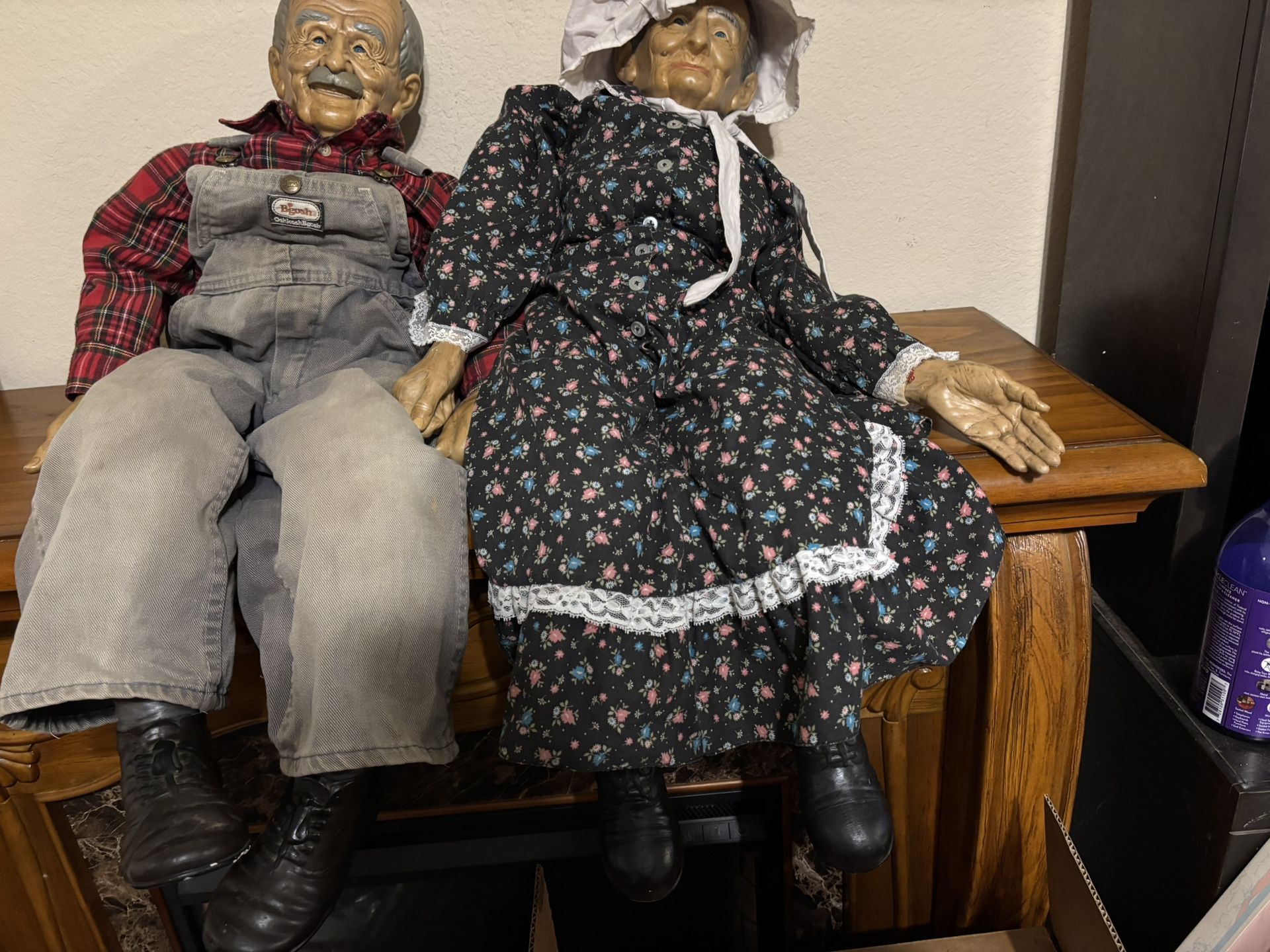 Porcelain Grandma & Grandpa Dolls 36 Inches