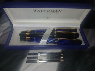 Vintage Waterman Phileas Pens – Blue-Black-  Marble & Gold (Original Box