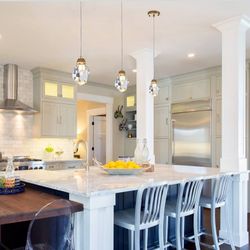 3-Light Diamond Crystal Pendant Light, Mini Ceiling Hanging Light in Gold Brushed Brass Finish Prism Crystal Color Changing Led Hanging Light for Kitc