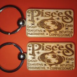 Keychain Horoscope Pisces Design Engraved