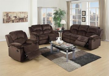 2 Piece Recliner Sofa & Recliner Loveseat-$700.00 (Recliner Chair-$250.00) – Two Tone Chocolate Color