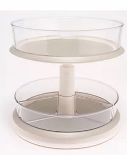 Cella 2-Tier Adjustable Turntable w/ Divider Bins