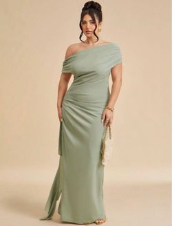 Sage Green Satin Formal Gown