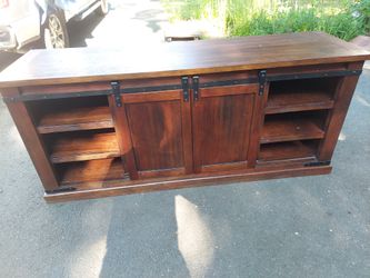 Rustic Wood Sliding Barn Door TV Stand / Storage Cabinet