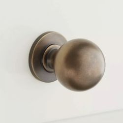 SIGNATURE HARDWARE 1-1/4" Rodino Solid Brass Round Cabinet Knob - Antique Brass